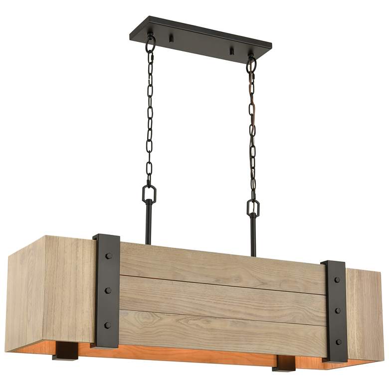 Image 1 Wooden Crate 40 inch Wide 5-Light Linear Chandelier - Oil Rubbed Bronze