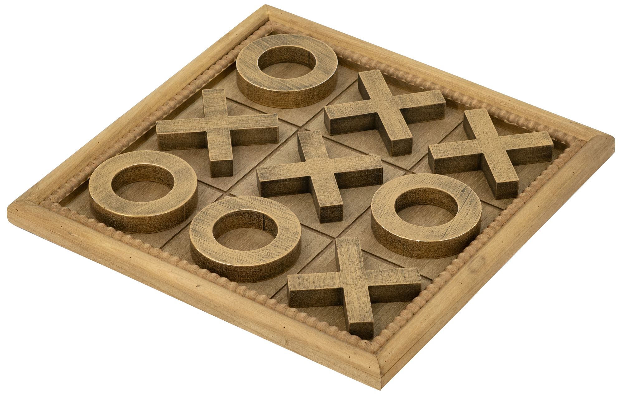 Image 2 Wooden Tic-Tac-Toe Game Set with Brown and Gold Finish - Brown, Gold