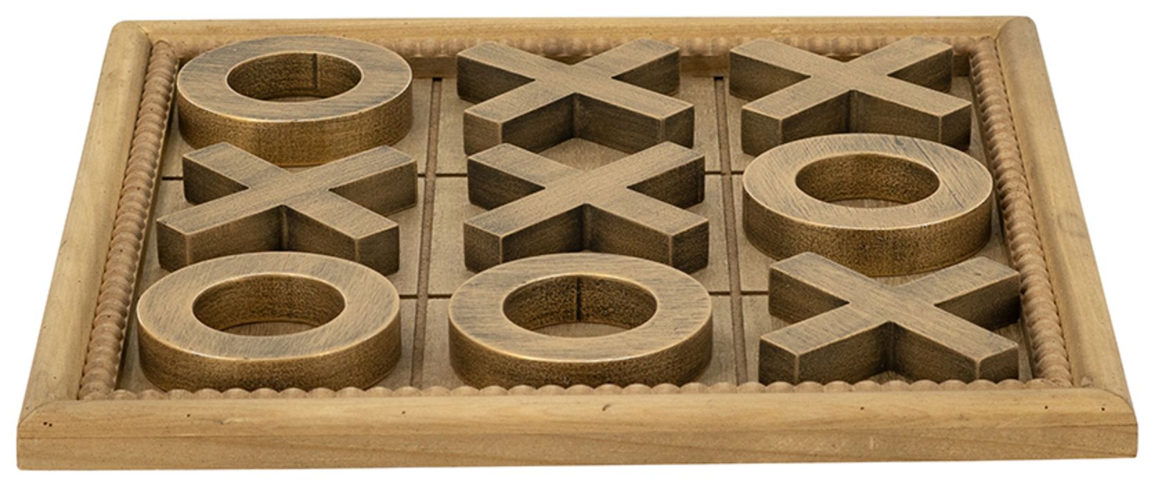 Image 3 Wooden Tic-Tac-Toe Game Set with Brown and Gold Finish more views