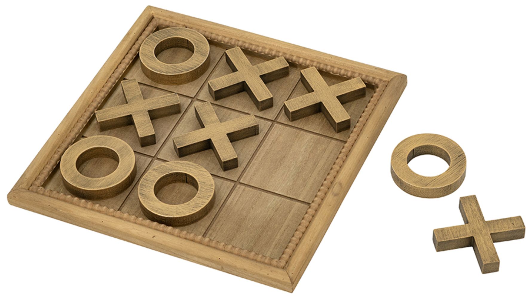 Image 4 Wooden Tic-Tac-Toe Game Set with Brown and Gold Finish more views