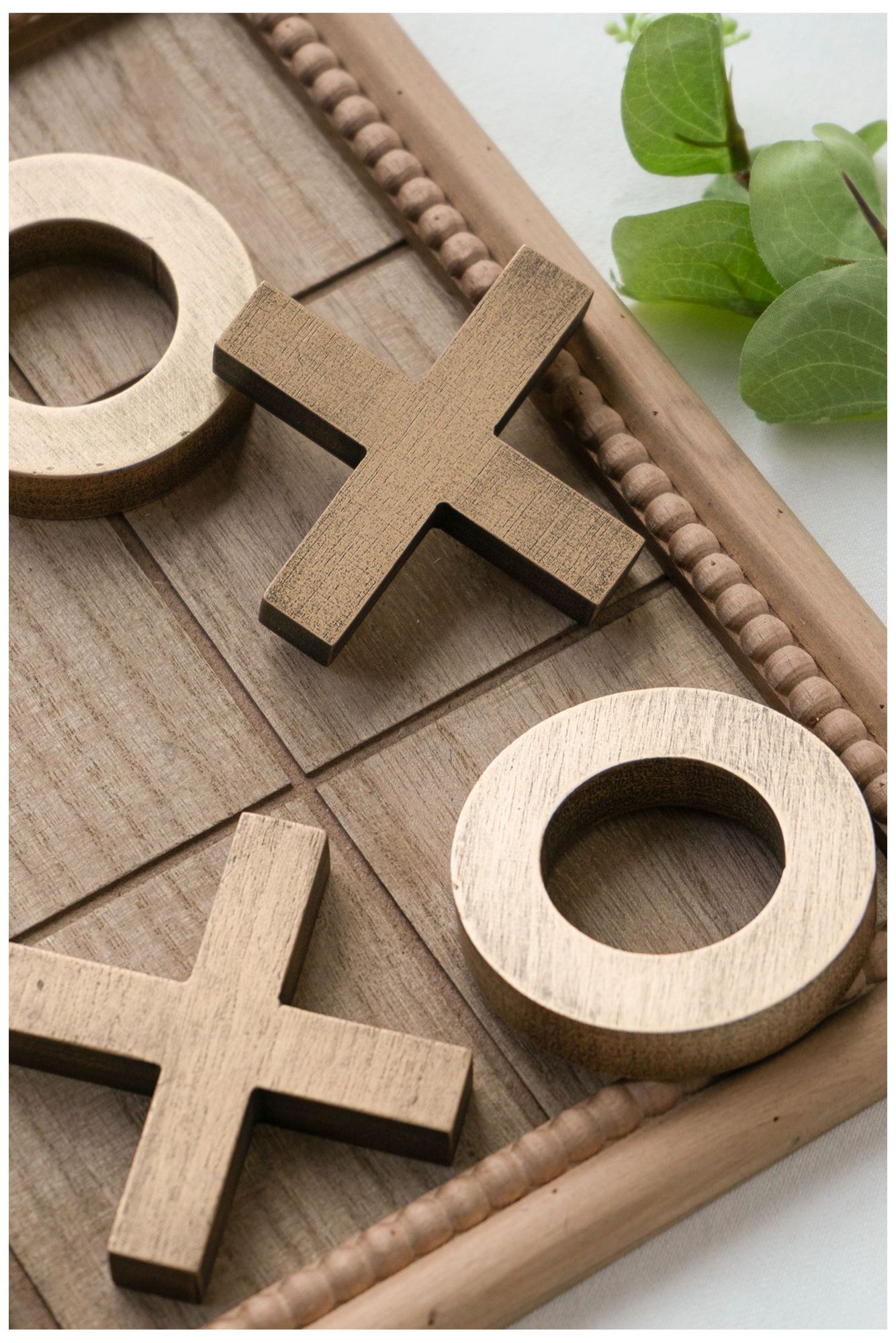 Image 7 Wooden Tic-Tac-Toe Game Set with Brown and Gold Finish more views