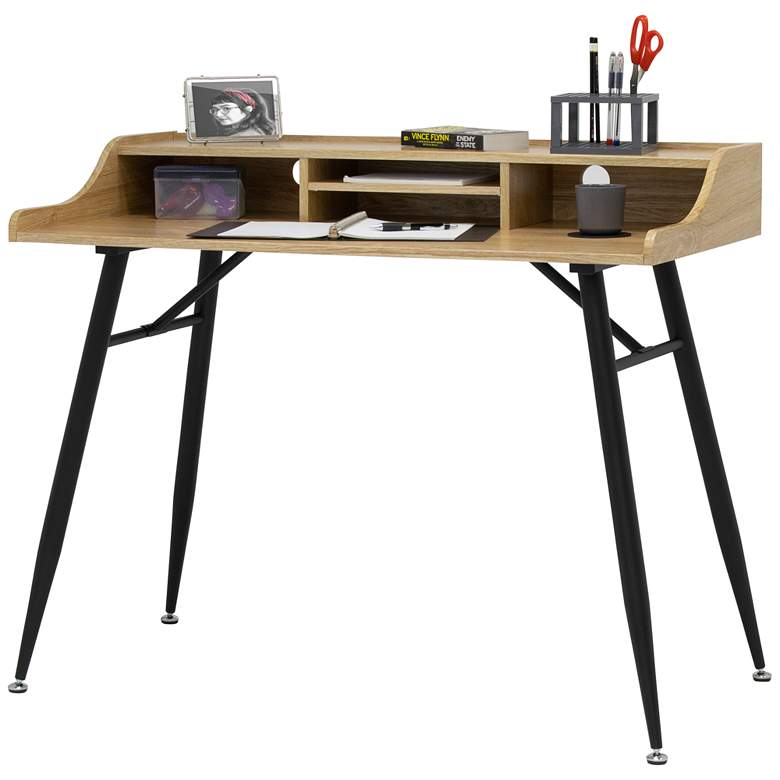 Image 3 Woodford 41 1/4" Wide Graphite and Ashwood Writing Desk
