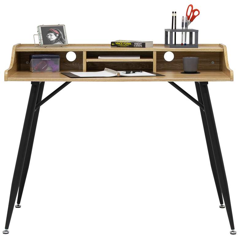 Image 7 Woodford 41 1/4" Wide Graphite and Ashwood Writing Desk more views