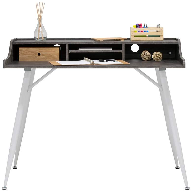 Image 7 Woodford 41 1/4" Wide White and Cement Writing Desk more views