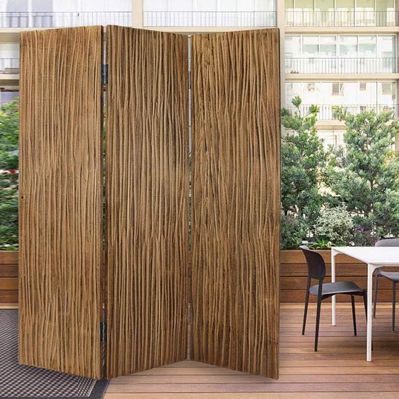 Image 1 Woodland 53 inch Wide Natural Wood 3-Panel Screen/Room Divider