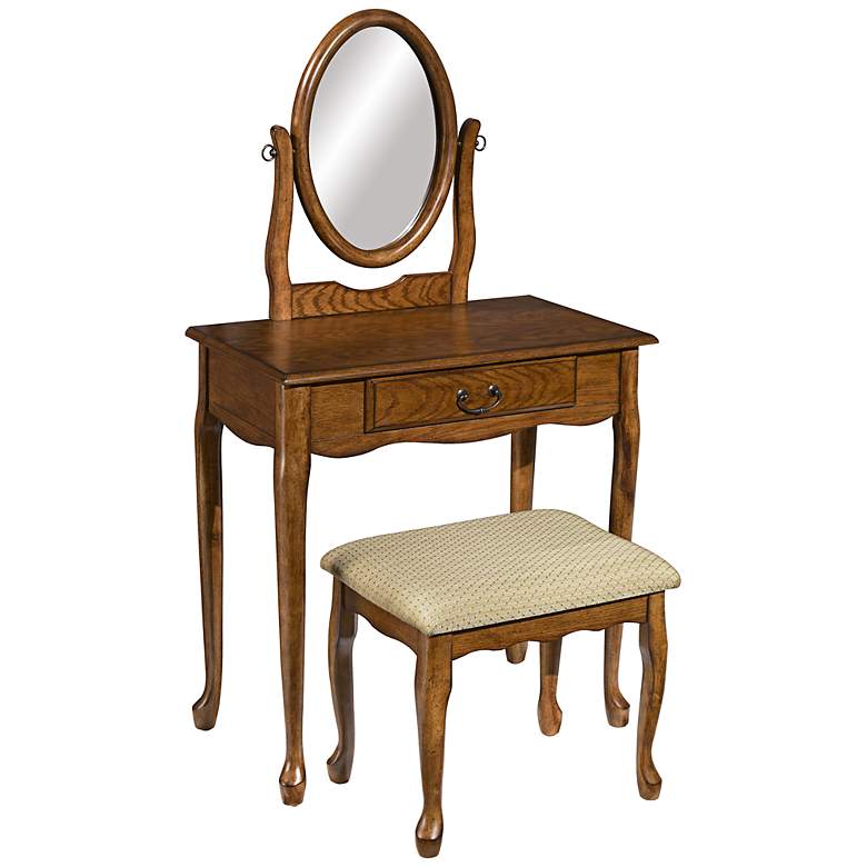 Image 1 Woodland Oak Vanity, Mirror and Bench
