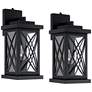 2_Woodland Park 15" Black Dusk to Dawn Outdoor Porch Light Set of 2