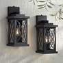 1_Woodland Park 15" Black Dusk to Dawn Outdoor Porch Light Set of 2