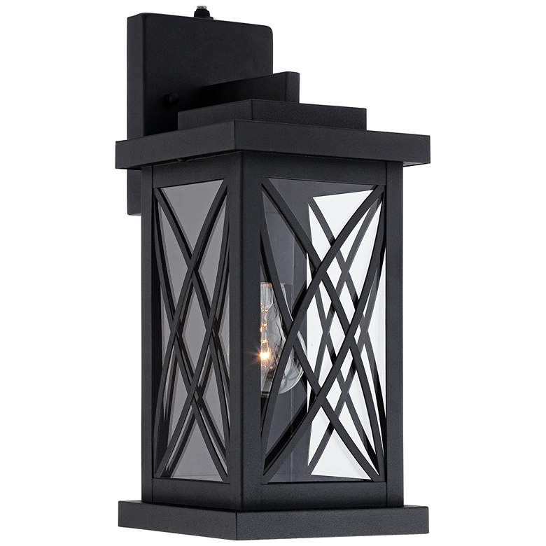 Image 3 Woodland Park 15 inch High Black Finish Dusk to Dawn Outdoor Porch Light