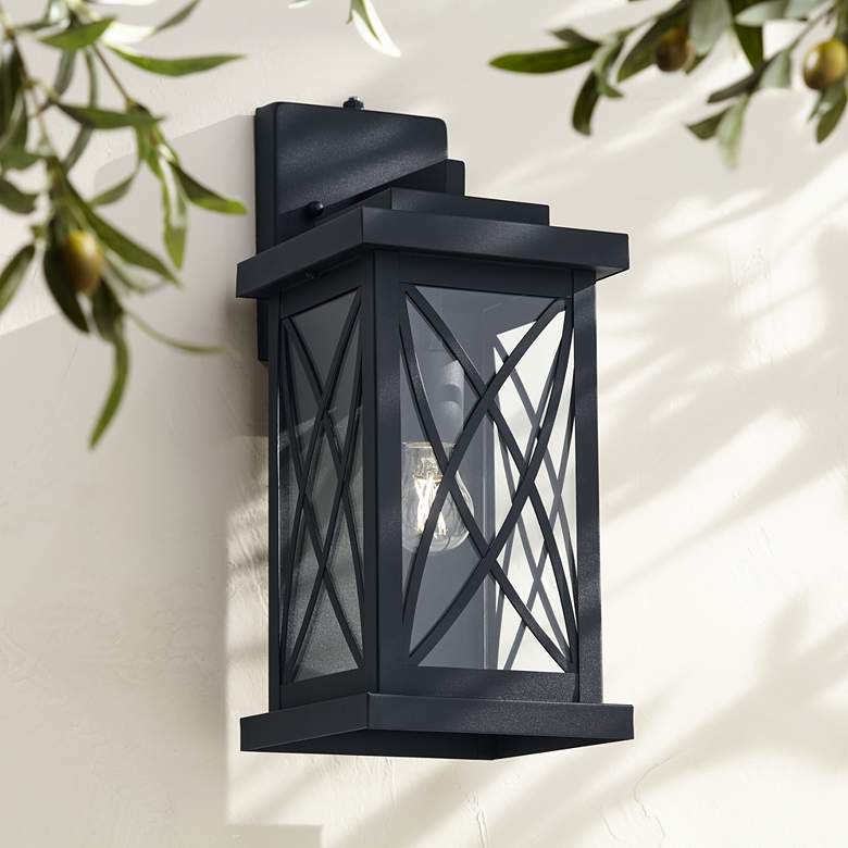 Image 6 Woodland Park 15 inchH Black Dusk to Dawn Outdoor Porch Light Set of 2 more views