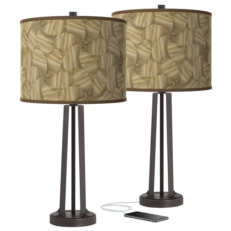 Image 1 Woodland Susan Dark Bronze USB Table Lamps Set of 2