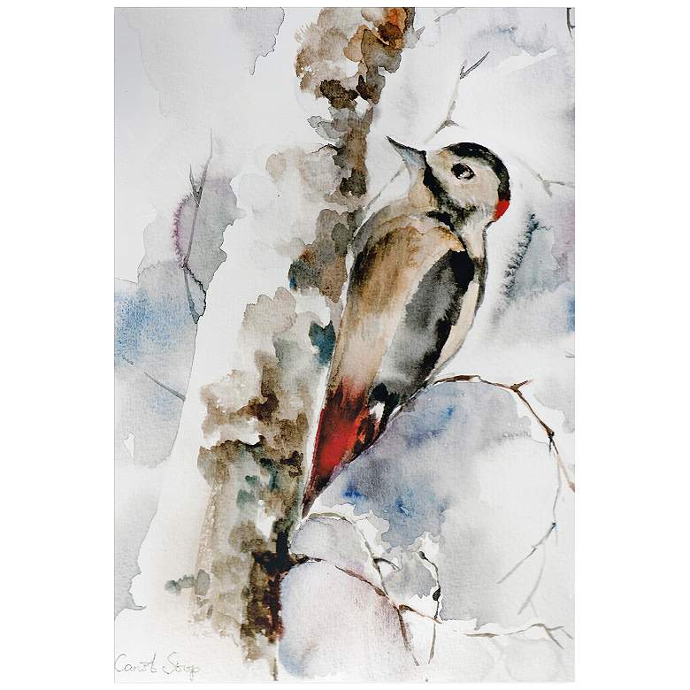 Image 1 Woodpecker 32" Wide Watercolor Metal Wall Art