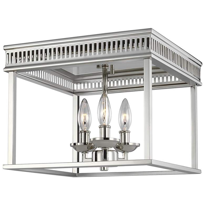 Image 1 Woodruff 13" Wide Polished Nickel 3-Light Ceiling Light