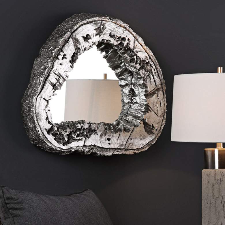 Image 1 Woodrum Metallic Silver Leaf 25 3/4 inch x 22 1/4 inch Wall Mirror
