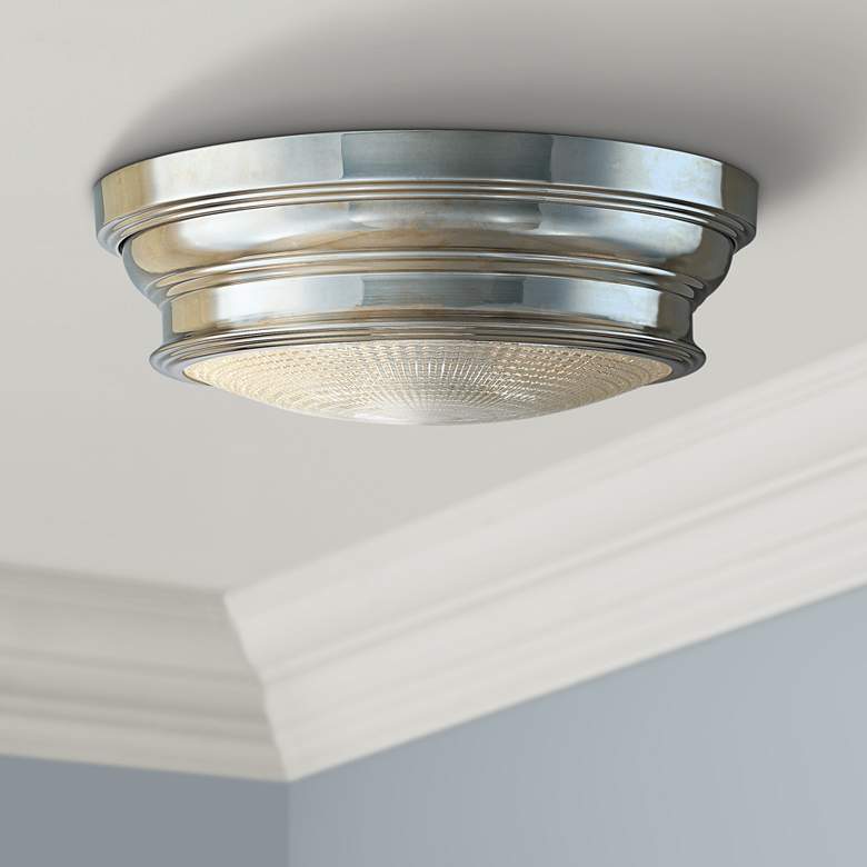 Image 1 Woodstock Polished Nickel Finish 13 inch Wide Ceiling Light
