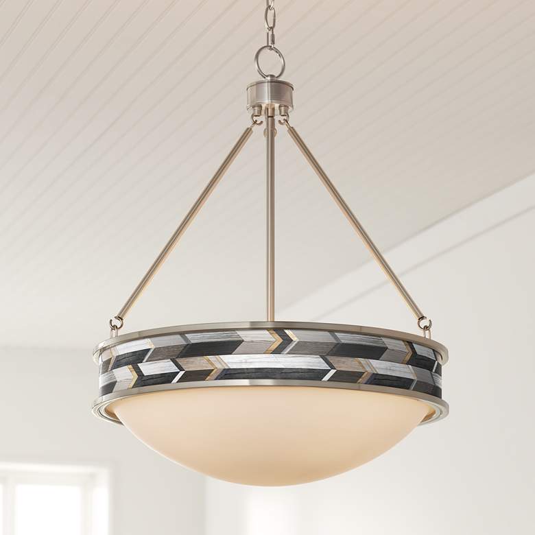 Image 1 Woodwork Arrows 20 1/2" Wide Brushed Nickel Pendant Light