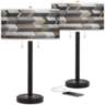 Woodwork Arrows Arturo Black Bronze USB Table Lamps Set of 2