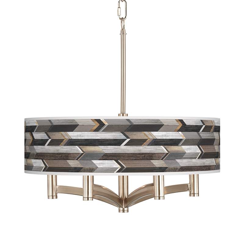 Image 1 Woodwork Arrows Ava 6-Light Nickel Pendant Chandelier