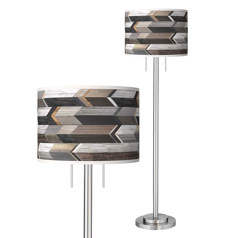 Image 1 Woodwork Arrows Giclee Brushed Nickel Garth Floor Lamp