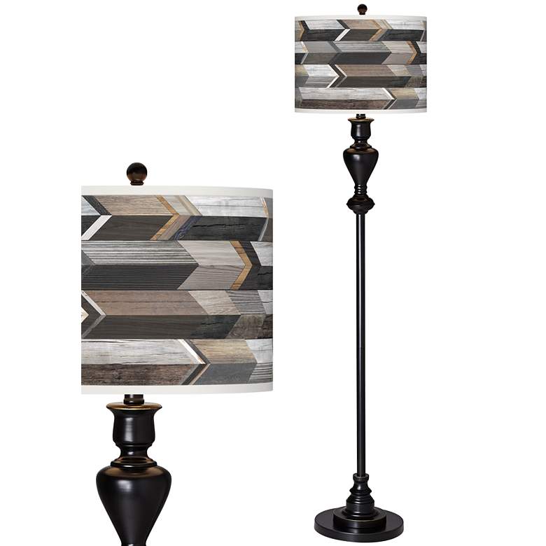 Image 1 Woodwork Arrows Giclee Glow Black Bronze Floor Lamp