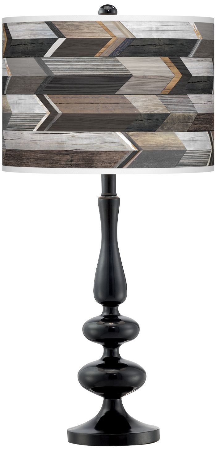 Woodwork Arrows Giclee Paley Black Table Lamp - #73T84 | Lamps Plus