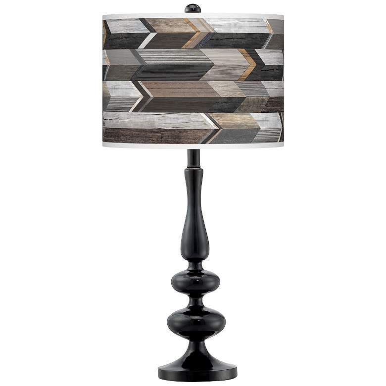 Image 1 Woodwork Arrows Giclee Paley Black Table Lamp