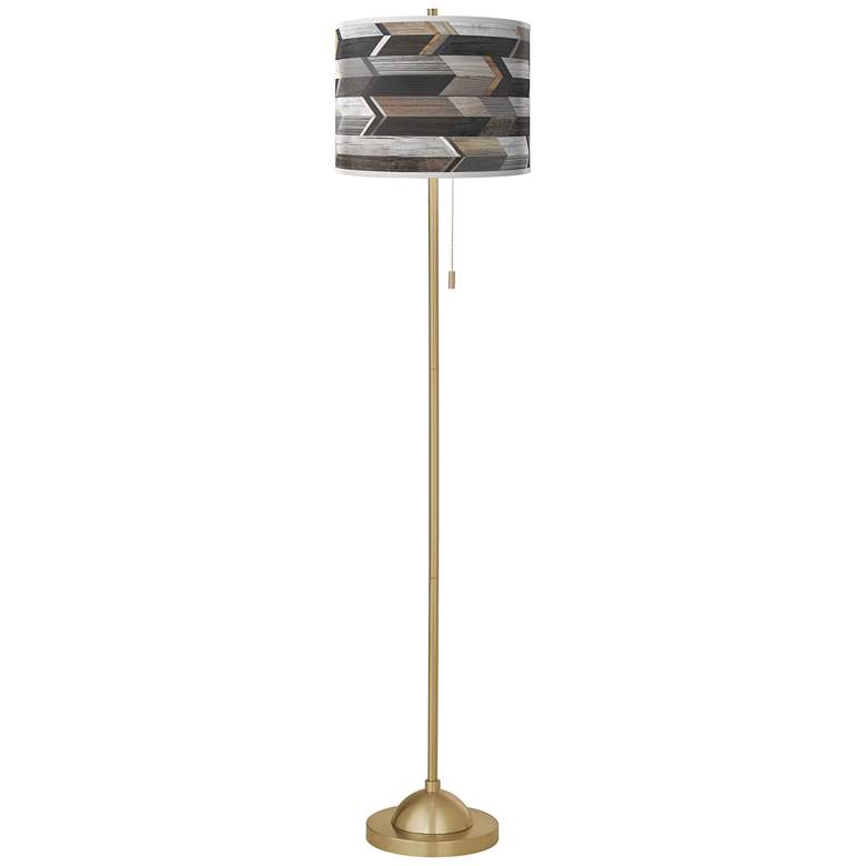 Image 2 Woodwork Arrows Giclee Warm Gold Stick Floor Lamp