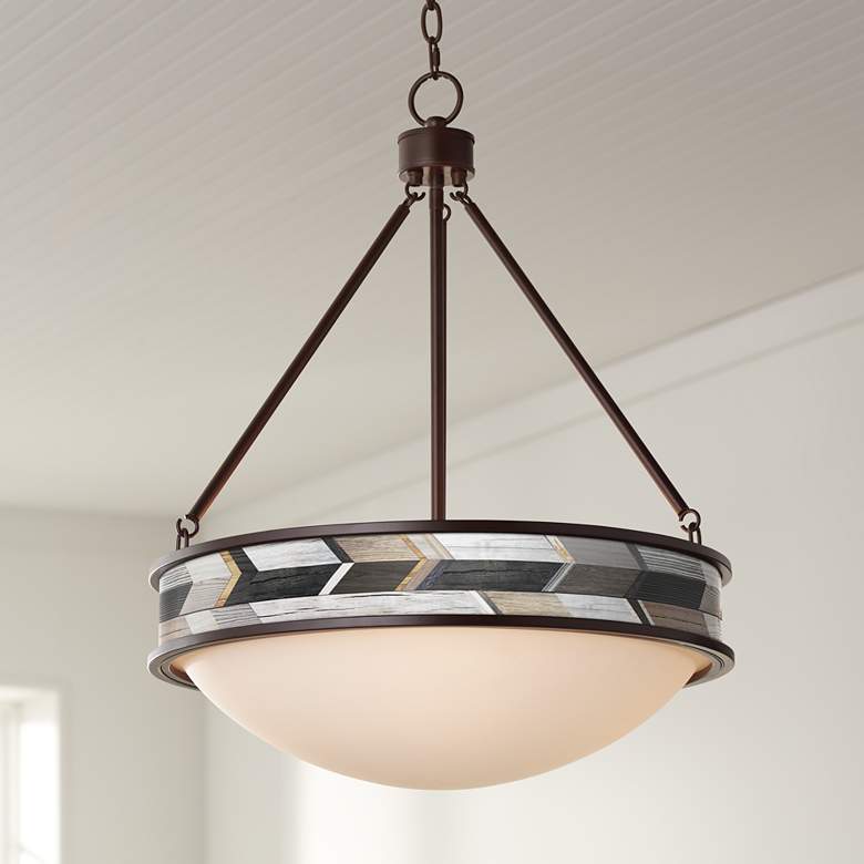 Image 1 Woodwork Arrows Lamont 20 1/2" Wide Bronze Pendant Light