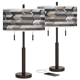 Image1 of Woodwork Arrows Robbie Bronze USB Table Lamps Set of 2