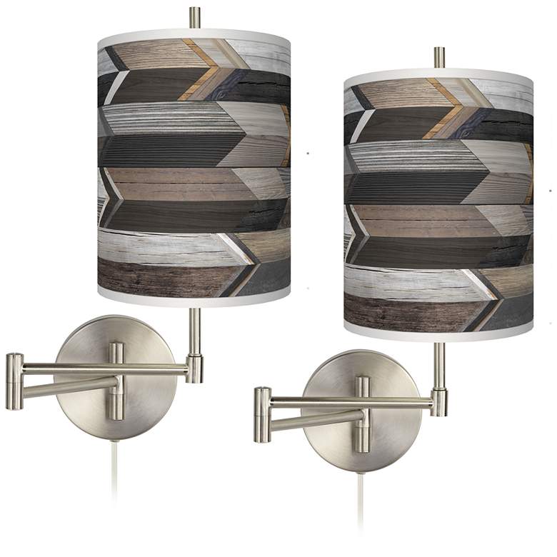 Image 1 Woodwork Arrows Tessa Brushed Nickel Wall Lamps Set of 2