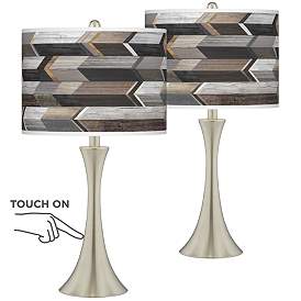 Image1 of Woodwork Arrows Trish Brushed Nickel Touch Table Lamps Set of 2