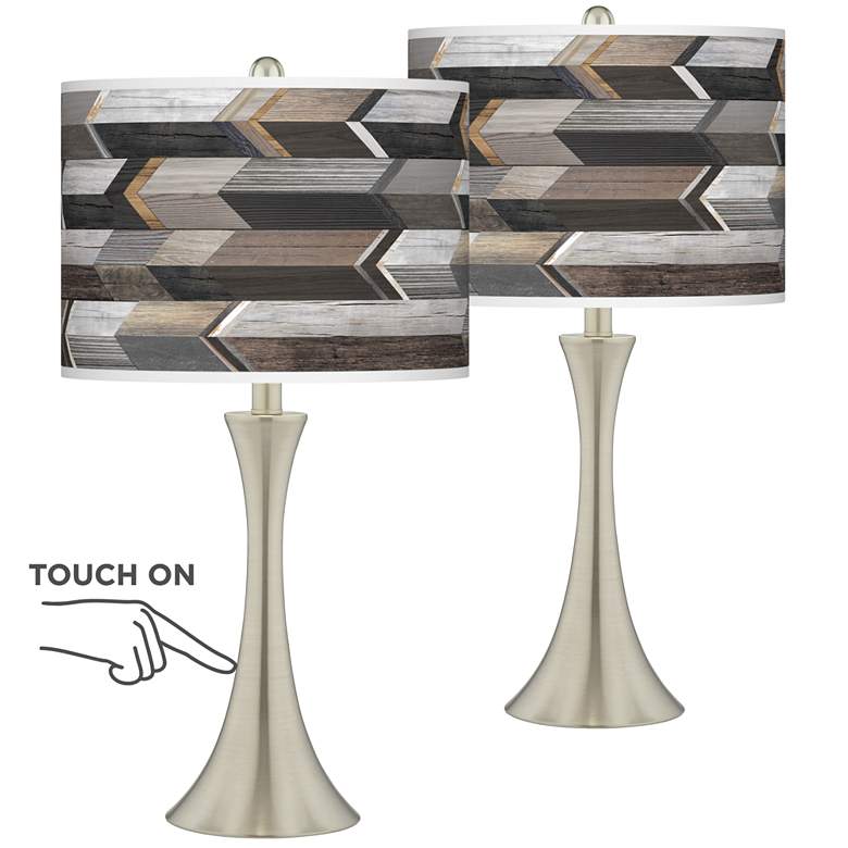 Image 1 Woodwork Arrows Trish Brushed Nickel Touch Table Lamps Set of 2