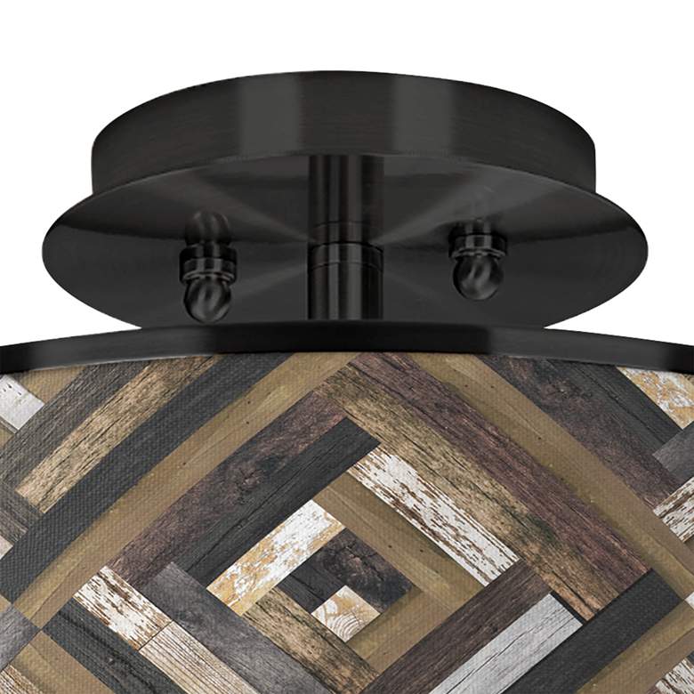 Image 2 Woodwork Diamonds 14 inch Wide Black Frame Rustic Farmhouse Ceiling Light more views