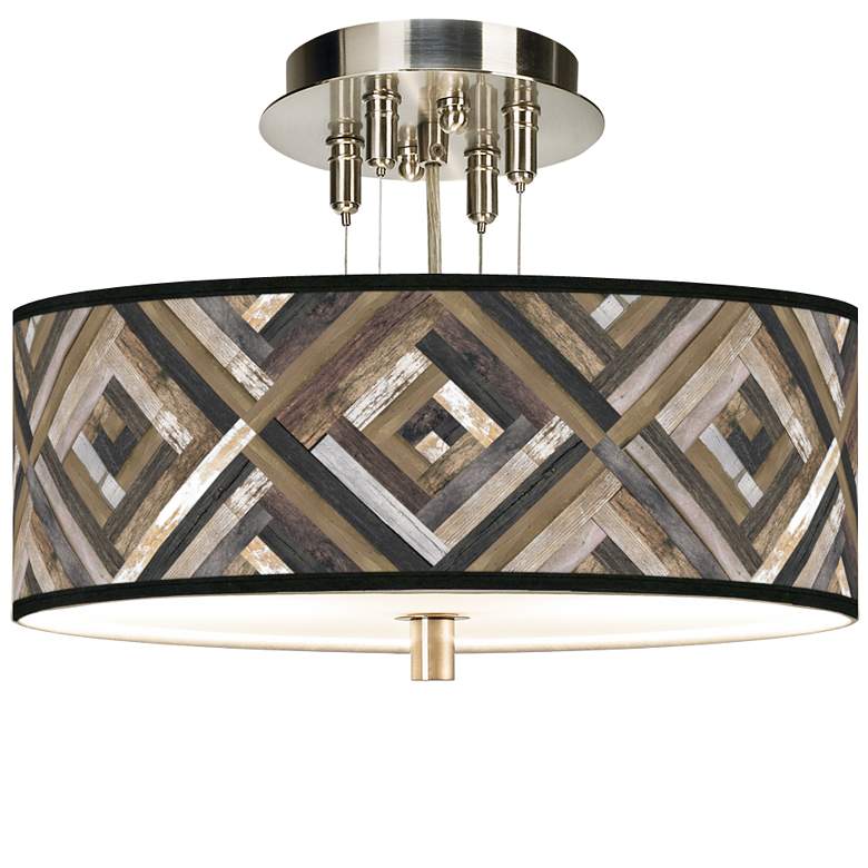 Image 1 Woodwork Diamonds Giclee 14" Wide Ceiling Light