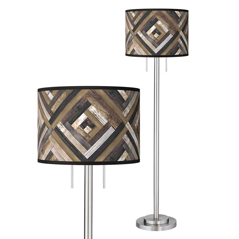 Image 1 Woodwork Diamonds Giclee Brushed Nickel Garth Floor Lamp