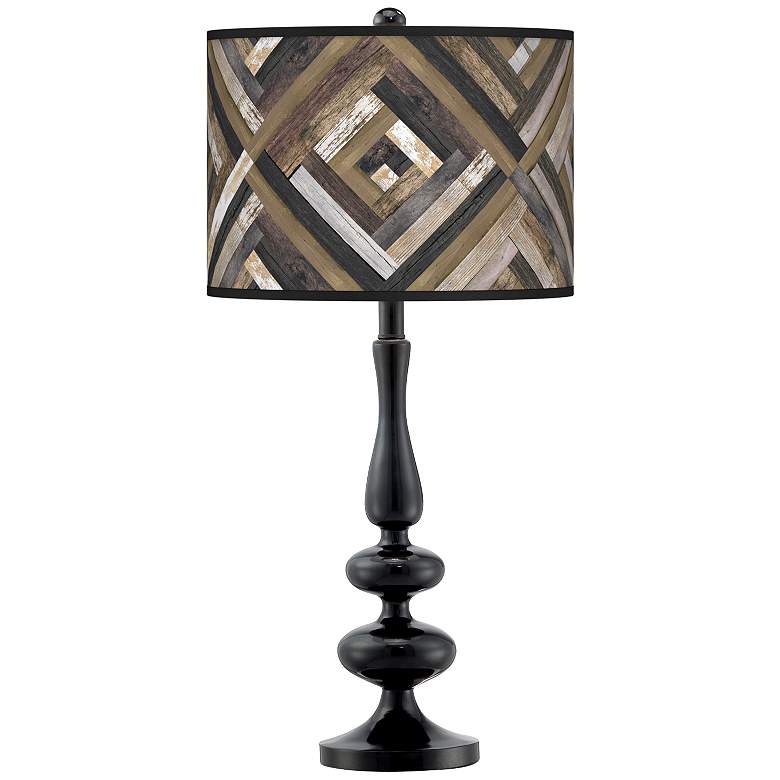 Image 1 Woodwork Diamonds Giclee Paley Black Table Lamp