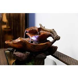 Image4 of Woody Leaf LED 9" High Tabletop Indoor - Outdoor Fountain more views