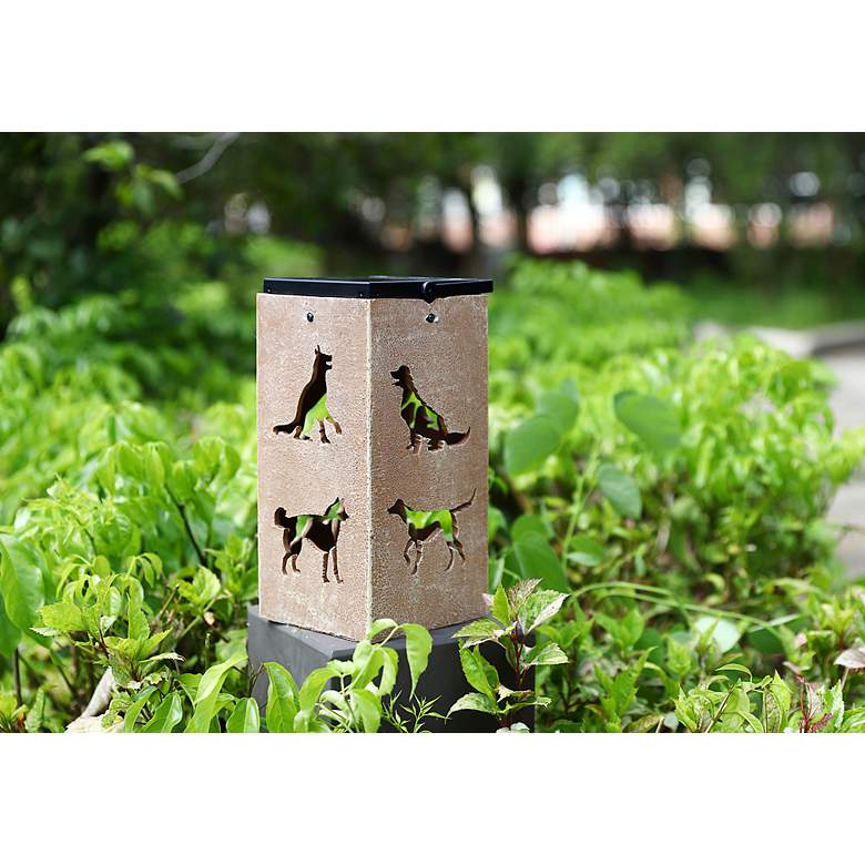Image 7 Woofer 10 3/4 inchH Tan Dog Cut-Out Solar Portable Lantern more views