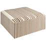 2_Wool Kilim Upholstered Coffee Table Ottoman, Striped Cream and Brown
