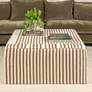 1_Wool Kilim Upholstered Coffee Table Ottoman, Striped Cream and Brown