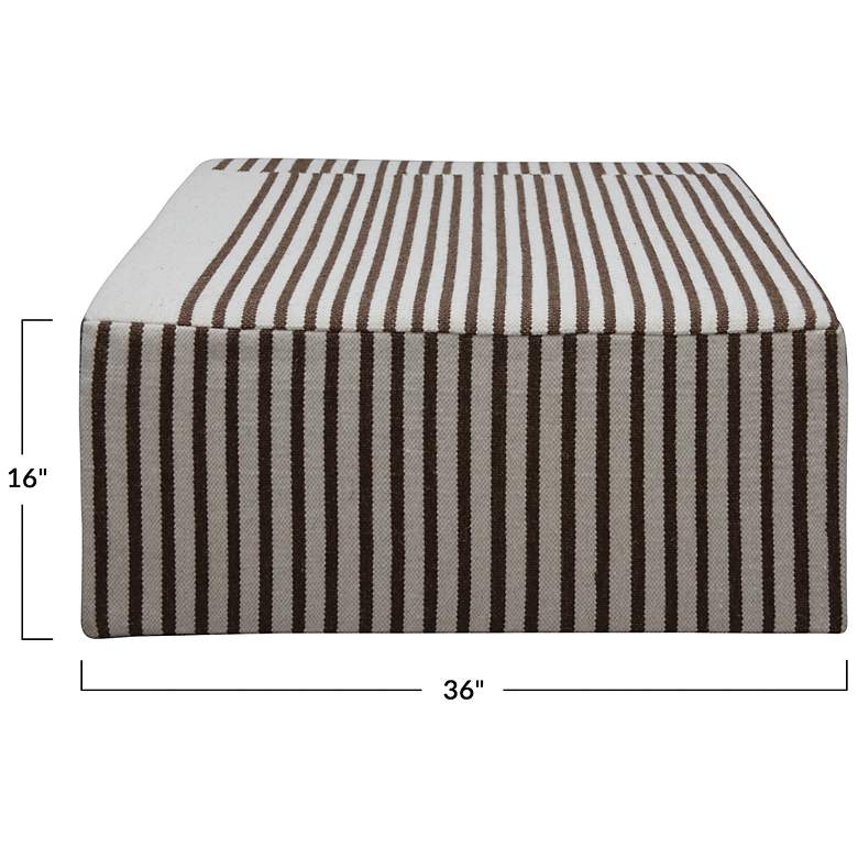 Image 3 Wool Kilim Upholstered Coffee Table Ottoman, Striped Cream and Brown more views