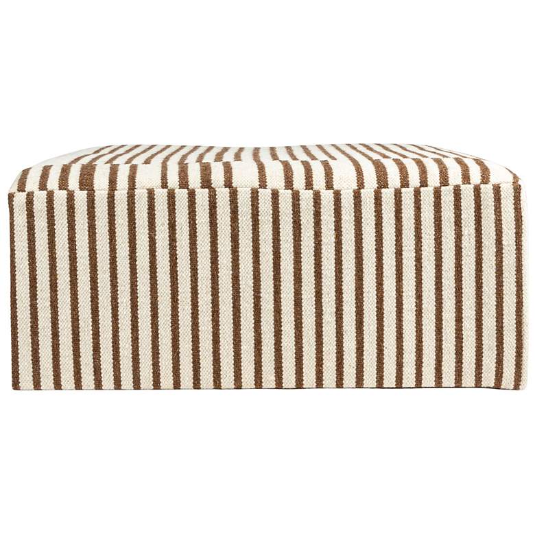 Image 4 Wool Kilim Upholstered Coffee Table Ottoman, Striped Cream and Brown more views