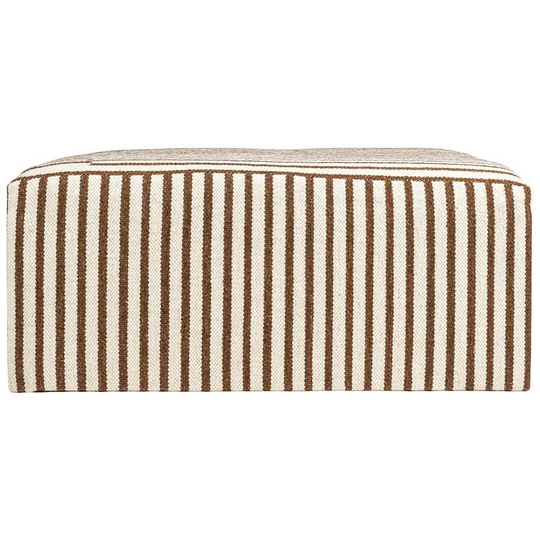 Image 5 Wool Kilim Upholstered Coffee Table Ottoman, Striped Cream and Brown more views