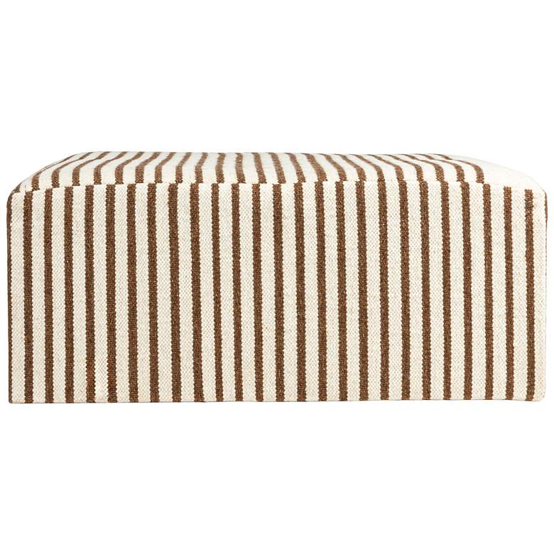 Image 6 Wool Kilim Upholstered Coffee Table Ottoman, Striped Cream and Brown more views