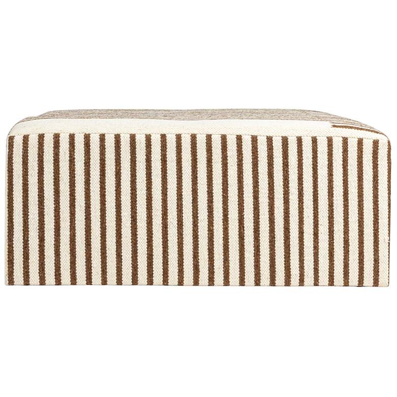 Image 7 Wool Kilim Upholstered Coffee Table Ottoman, Striped Cream and Brown more views