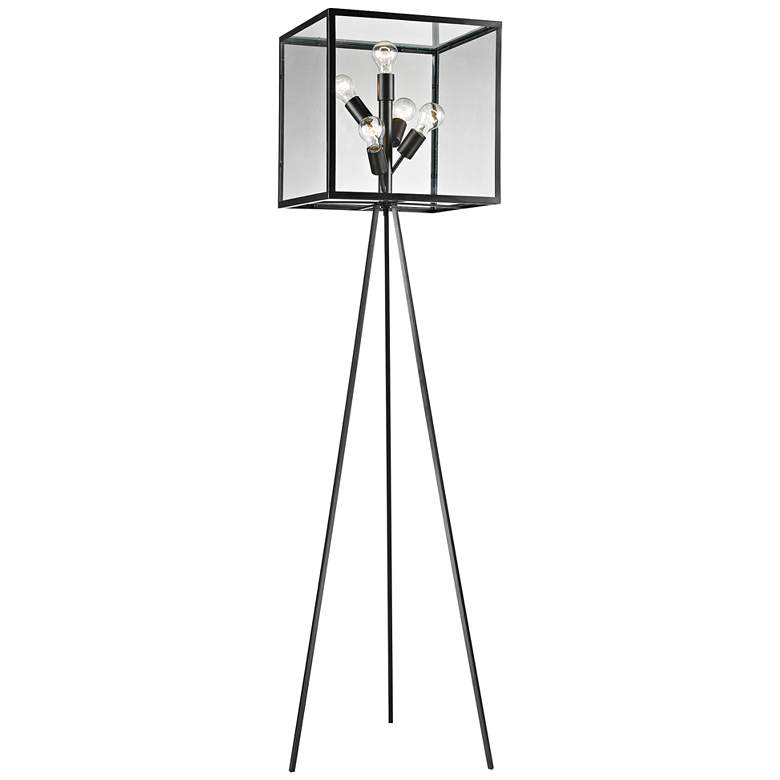 Image 1 Workshop Glass Cube Aged Bronze Floor Lamp