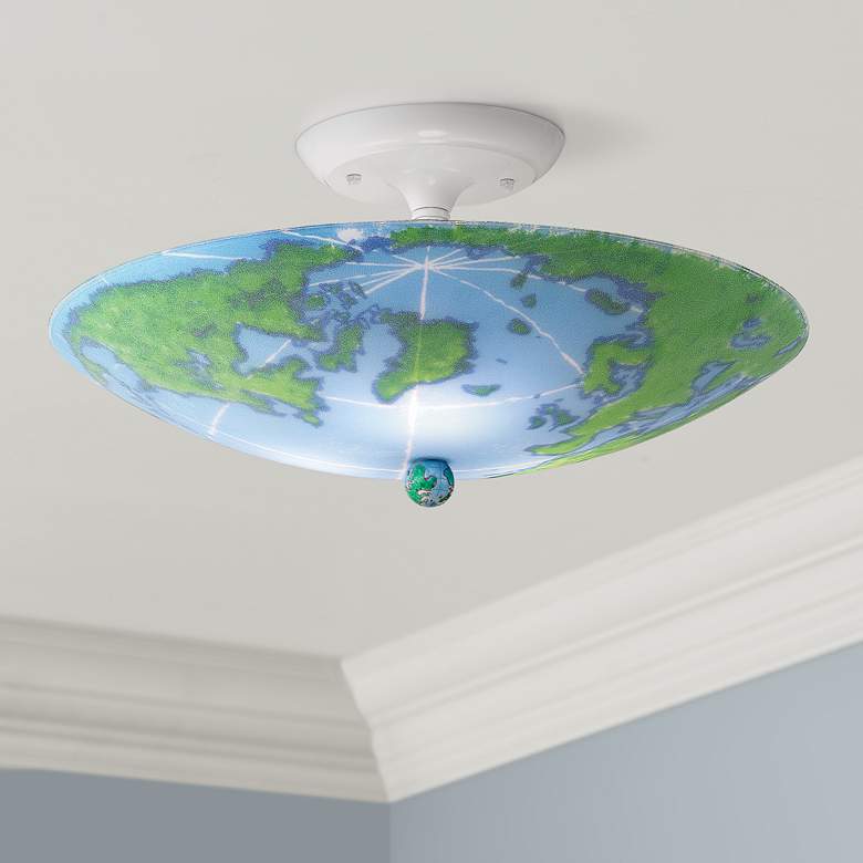 Image 1 World Map 17 inch Wide Ceiling Light Fixture