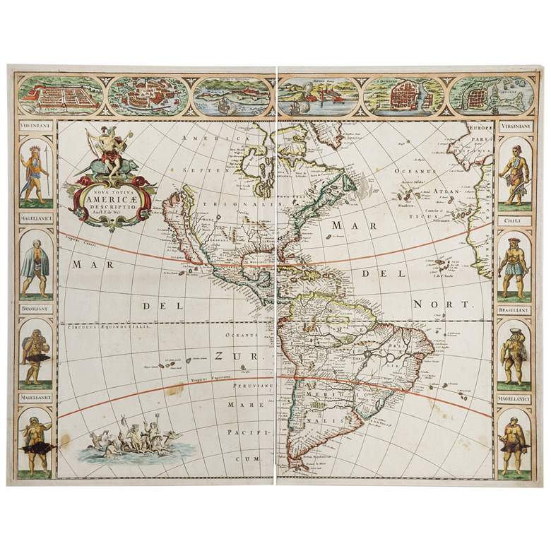 Image 1 World Map 23.5 inch x 15 inch Diptych Wall Art - Set of 2