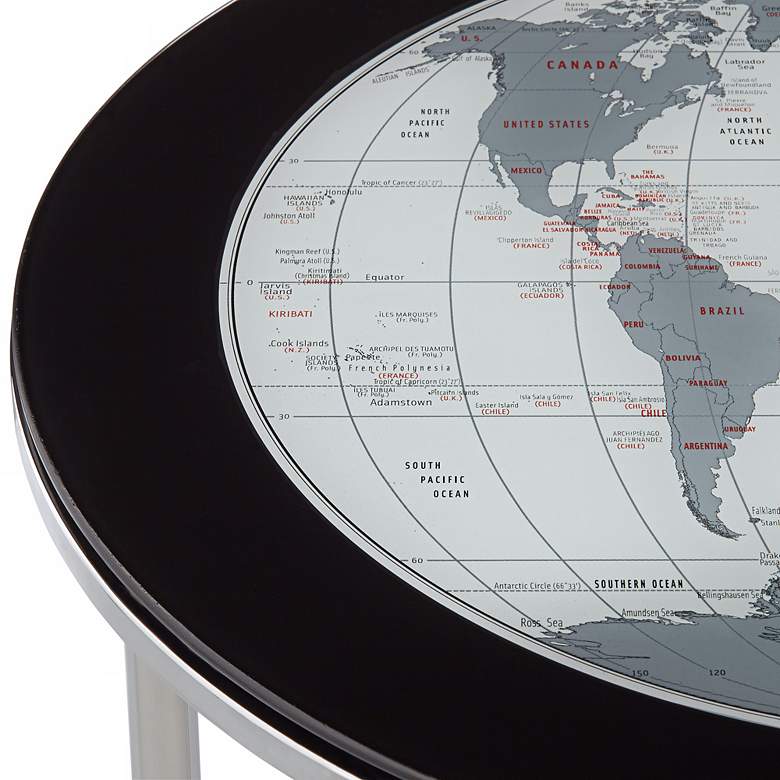 Image 3 World Map 23 1/4 inch Chrome and Glass 2-Piece Nesting Tables more views