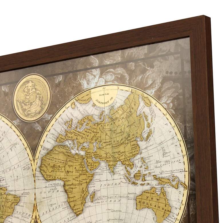 Image 4 World Map 39" Wide Rectangular Giclee Framed Wall Art more views